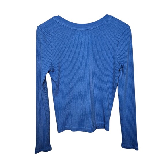 CITIZENS OF HUMANITY Freja V-Neck Ribbed Cardigan Women's Large Yacht Blue - Picture 4 of 8